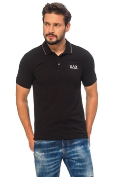 EA7 EMPORIO ARMANI czarna koszulka polo z logo S