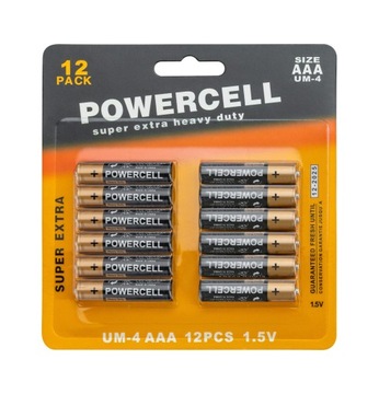 ЦИНК-УГЛЕРОДНЫЕ БАТАРЕИ POWERCELL AAA (R3) 12 шт.