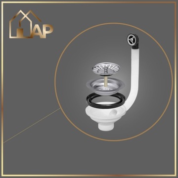 Сифон Слив для раковины ХРОМ настенный, двухчашный с переливом