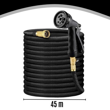 ПРОЧНЫЙ ВЫДВИЖНОЙ САДОВЫЙ ШЛАНГ 45 м + ПИСТОЛЕТ Разбрызгиватель + СОЕДИНИТЕЛИ + РУЧКА
