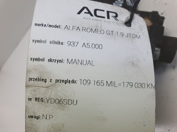 ALFA ROMEO GT 1.9 JTD ČERPADLO VSTŘIKOVAČE PALIVA 0445010130