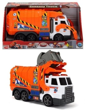 Dickie Toys Duża Śmieciarka automatyczna Światło Dźwięk Pomarańczowa
