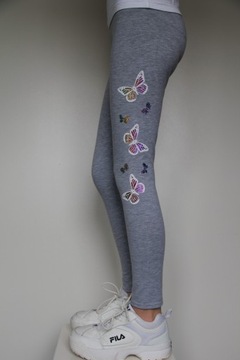 Legginsy Getry Dziecięce SZARE sito MOTYLKI 152