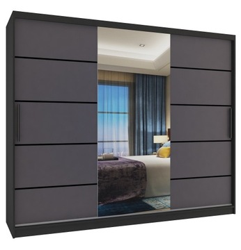 Szafa przesuwna PREMIUM z lustrem SZUFLADY 235 cm