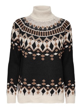 Only czarno-beżowy sweter wzór aztecki S