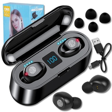 SŁUCHAWKI BEZPRZEWODOWE DOUSZNE POWERBANK BLUETOOTH + ETUI