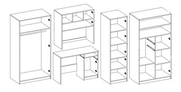 Детская мебель для детей и юношества MACIUŚ секция, просторные цвета