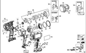 DeWalt КОНЕЦ СО ШТЫРЕМ + КОРПУС N880093 ДЛЯ DCF899