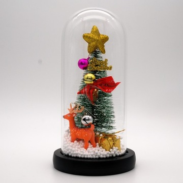ИСКУССТВЕННАЯ РОЖДЕСТВЕНСКАЯ ЕЛКА, МАЛЕНЬКАЯ, СВЕТОДИОДНАЯ В СТЕКЛЕ, ДЕКОРАТИВНАЯ, РОЖДЕСТВЕНСКИЙ МОРОД, СНЕГ, ПОДАРОК
