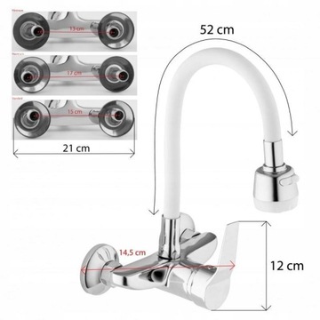 Смеситель для кухни, настенный, гибкий излив, смеситель