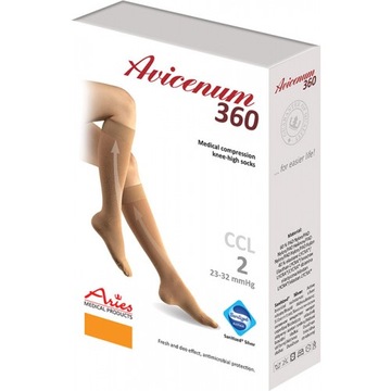 Podkolanówki Aries Avicenum 360 CCL2,beż S Normal