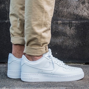 Buty Sportowe Męskie NIKE AIR FORCE 1 LOW '07 All White Całe Białe r 43