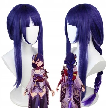 Raiden Shogun Cosplay Purple Color Wig 90CM