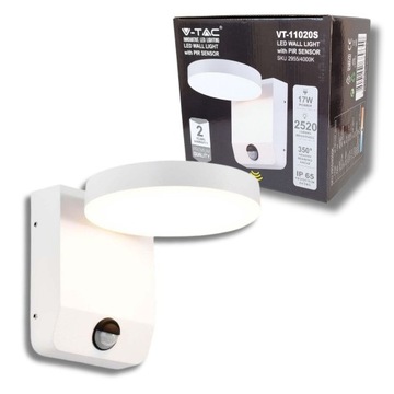 Lampa elewacyjna LED 17W 4000K biała czujnik IP65 ogrodowa tarasowa kinkiet