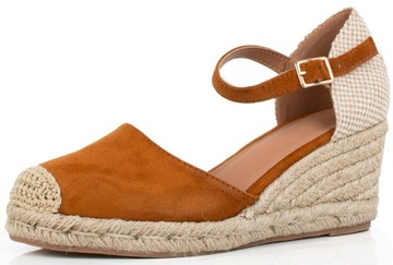 8093 CAMEL SANDAŁY ESPADRYLE NA KOTURNIE 38