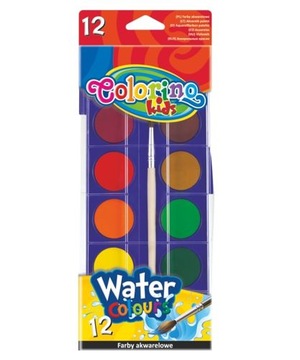 COLORINO FARBY AKWARELOWE 12 KOLORÓW PASTYLKA MAŁE