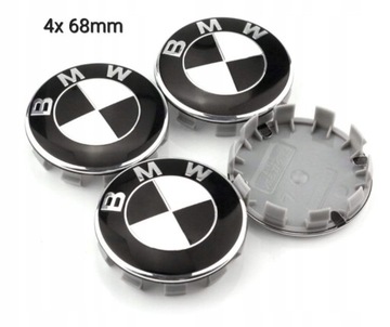 4X DEKIELEK CZARNO BIAŁY, EMBLEMAT FELG 68MM BMW