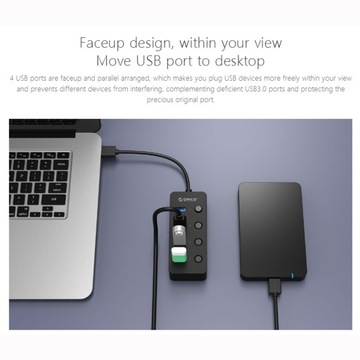 ORICO W9PH4-U3-V1 4 порта USB 3.0 Faceup Design HUB