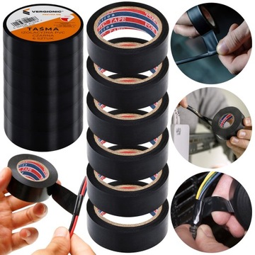 ЛЕНТА ИЗОЛЯЦИОННАЯ черная ПВХ водонепроницаемая 6м 6 шт. прочная для кабелей