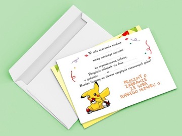 ДЕТСКИЕ ПРИГЛАШЕНИЯ НА ДЕНЬ РОЖДЕНИЯ ПИКАЧУ + КОНВЕРТ