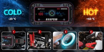 BOOSTER JUMP STARTER POWERBANK TORCH 2500A 22800 мАч AVAPOW A27