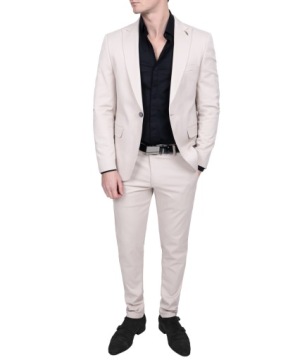 Мужской костюм светло-бежевого цвета, элегантный, гладкий, летний приталенный - 52