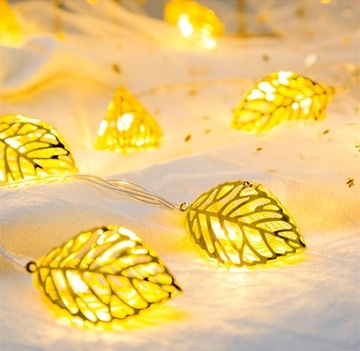 Złote liście Łańcuch świetlny 50 LED 5 M