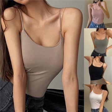 Summer Simple Sling Camisoles Women Crop Top Sleev