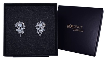 KOLCZYKI srebrne przy uchu ślub SWAROVSKI krótkie
