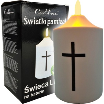 ZNICZ WKŁAD LED DO ZNICZY APLIKACJA KRZYŻ 13,5 CM WHITE