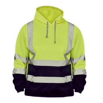 Męska bluza z kapturem o wysokiej widoczności i fluorescencyjnym kangurem M