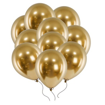 BALONY CHROMOWANE ZŁOTE Glossy duże 30 cm 14 cali 10 szt na urodziny wesele