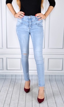 Spodnie Jeansy Dziury Przetarcia Jeans Skinny NEW