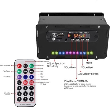 Głośnik z BT Odtwarzacz MP3, RADIO + Spektrum DiY KIT BLACK