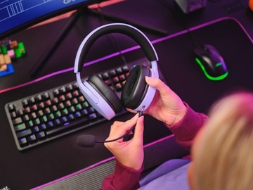 ИГРОВЫЕ НАУШНИКИ С МИКРОФОНОМ ДЛЯ ПК КОНСОЛЬ 3,5 ММ ФИОЛЕТОВЫЕ