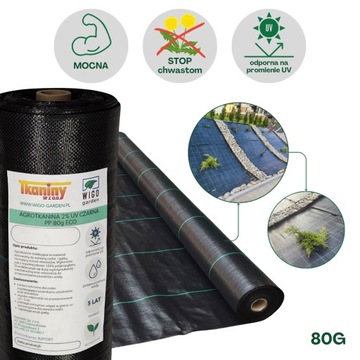 Agrotkanina czarna ECO PP UV 80g/m2 100cm 25mb