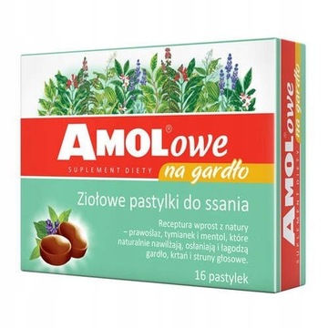 AMOLowe na gardło ziołowe pastylki do ssania 16szt