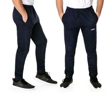 Sportowe Spodnie Dresowe Męskie Dresy Treningowe ze Ściągaczem 7493-1 r XL