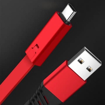 Возобновляемый USB-кабель для передачи данных Совместимый с USB-кабелем для быстрой зарядки типа C, красный