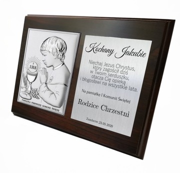 OBRAZEK SREBRNY PREZENT PAMIĄTKA KOMUNII ŚWIĘTEJ