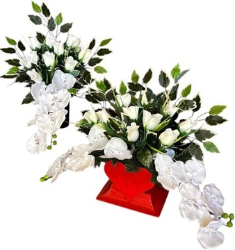 КРЕМОВЫЙ НАБОР МОГИЛА КОМПОЗИЦИЯ КЛАДБИЩЕ СЕРДЦЕ РОЗЫ ВИН БУКЕТ НАБОР