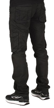 Spodnie męskie bojówki W:45 112 CM czarne robocze