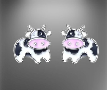 Серьги-коровы Серебряные шпильки в виде коровы Симпатичная корова