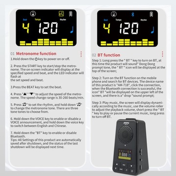 AROMA 2-in-1 Metronome BT Speaker for Guitar