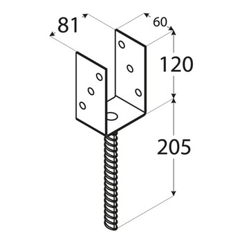 Основание столба – бетонный анкер П-образного типа – черный 80