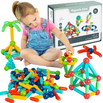 DUŻE KLOCKI MAGNETYCZNE PATYCZKI KULKI Sticks