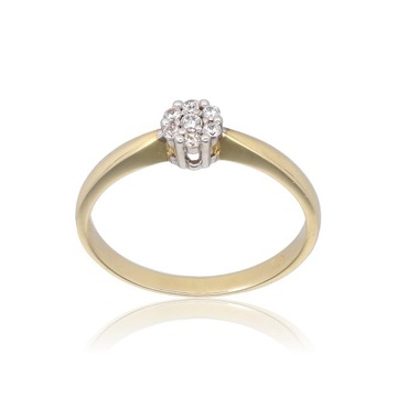 Złoty pierścionek kwiatek zaręczyny 585 r16 B