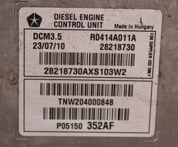 JEDNOTKA ŘÍZENÍ MOTORU COMPASS I 2.2 CRD 11R