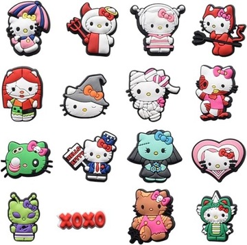 PRZYPINKI DO BUTÓW SANDAŁÓW KLAPEK HELLO KITTY ZESTAW
