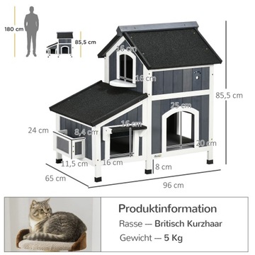 2-Tier Cedar Cat House, Multi-Entry, Weatherproof w/Asphalt Roof